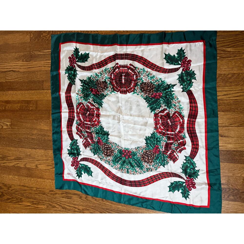 Vintage Talbots Christmas Silk Scarf